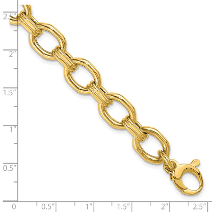 14K Yellow Gold Polished Fancy Link 1In Ext. Bracelet