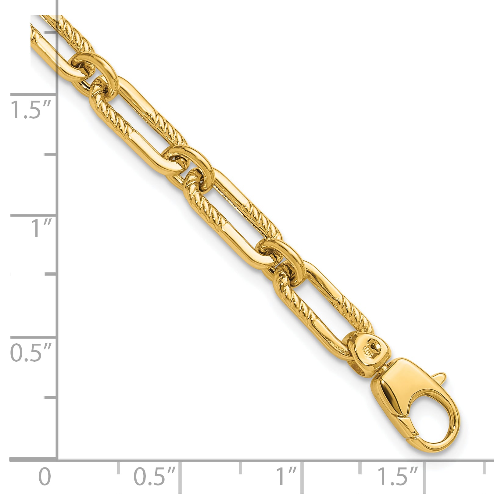 14K Yellow Gold Polished Fancy Oval Paperclip Link Bracelet