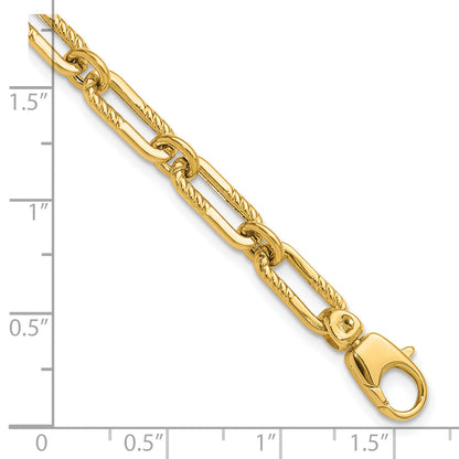 14K Yellow Gold Polished Fancy Oval Paperclip Link Bracelet