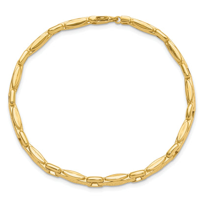 14K Yellow Gold Polished Diamond Cut Fancy Link Reversible Bracelet