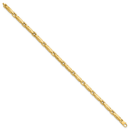 14K Yellow Gold Polished Diamond Cut Fancy Link Reversible Bracelet