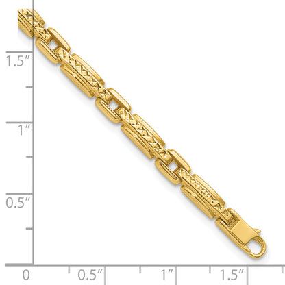 14K Yellow Gold Polished Diamond Cut Fancy Link Reversible Bracelet