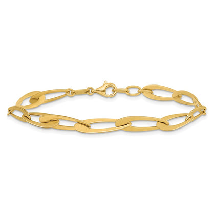 14K Yellow Gold Polished Fancy Link W/.25In Ext. Bracelet