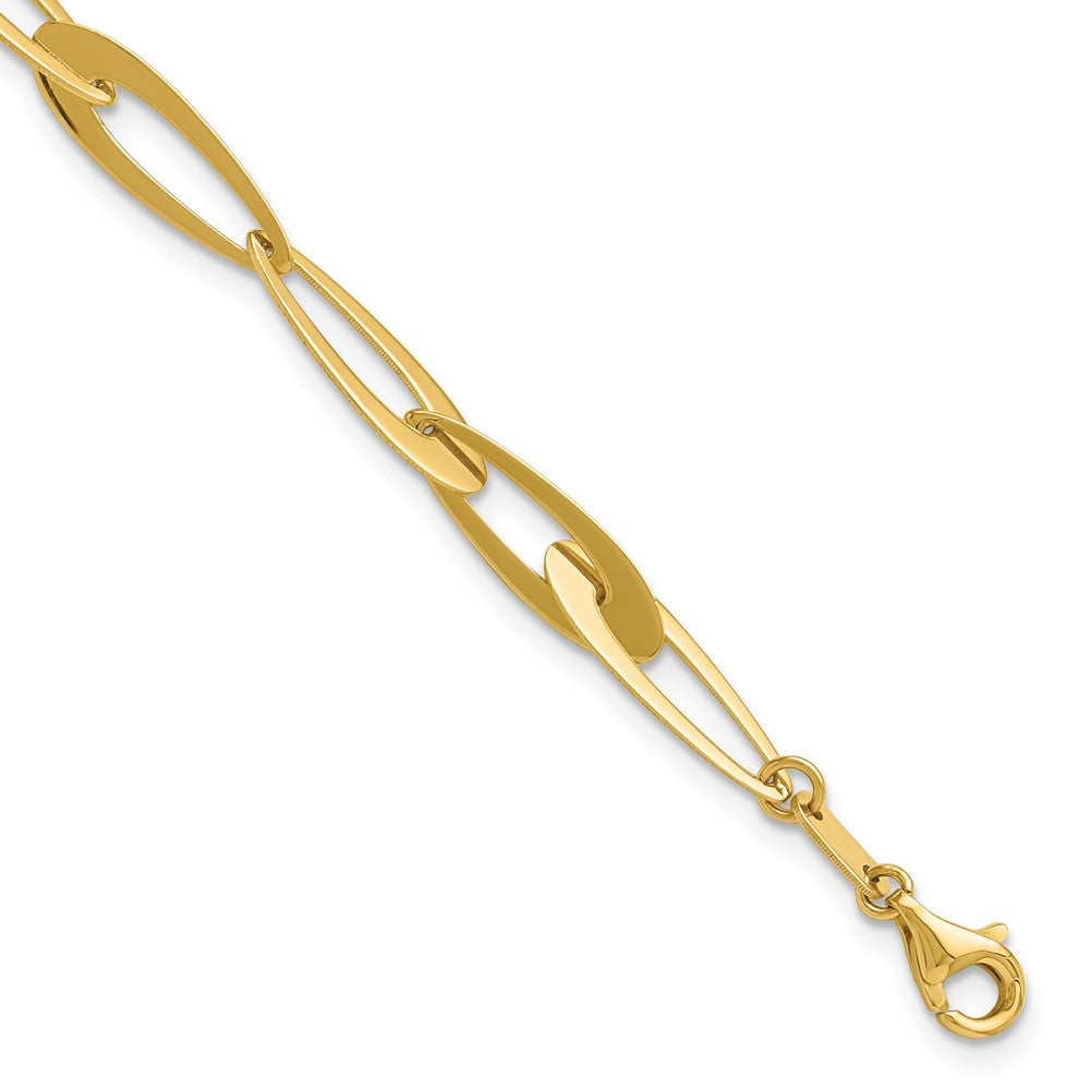 14K Yellow Gold Polished Fancy Link W/.25In Ext. Bracelet