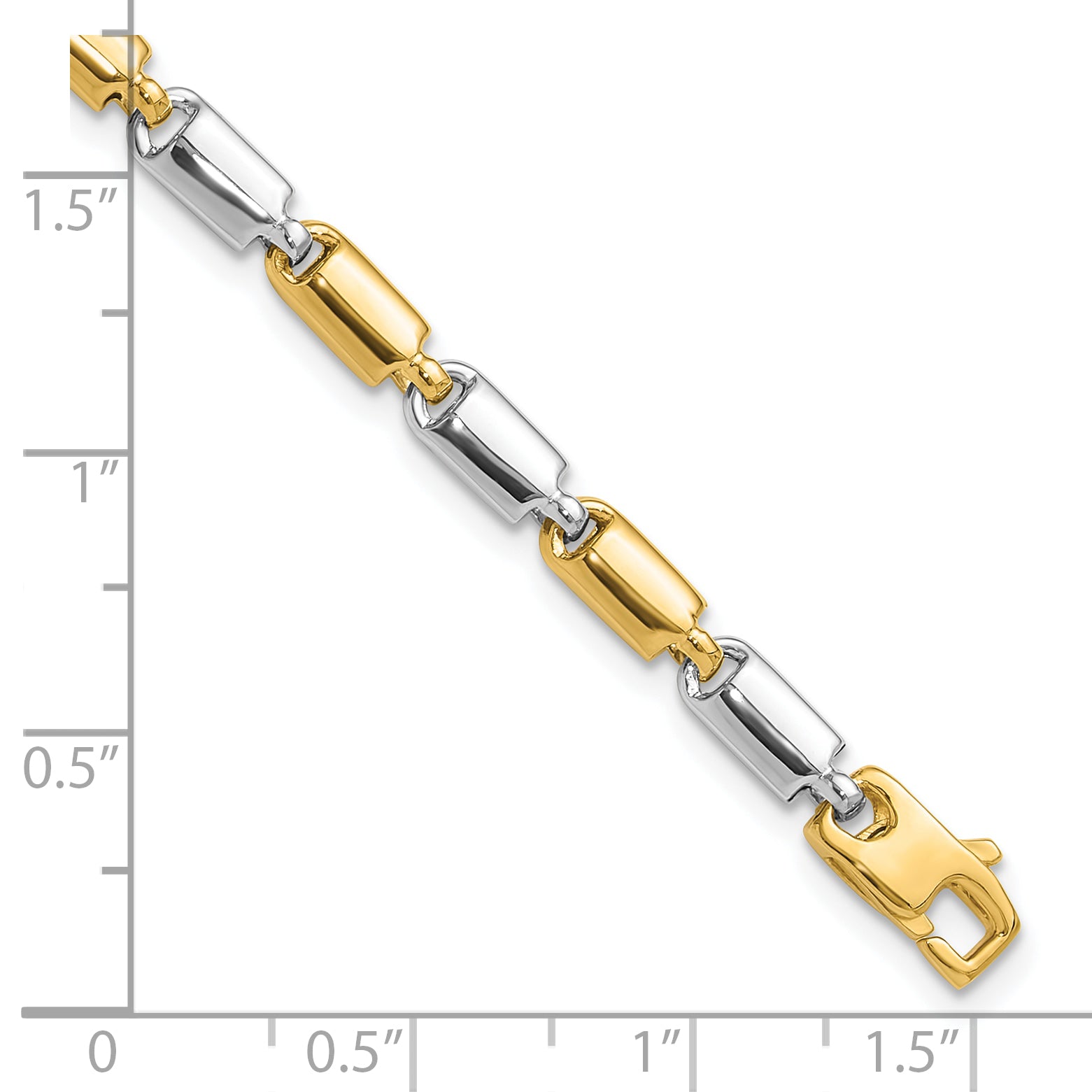 14K Two Tone Polished Fancy Rectangular Link Bracelet