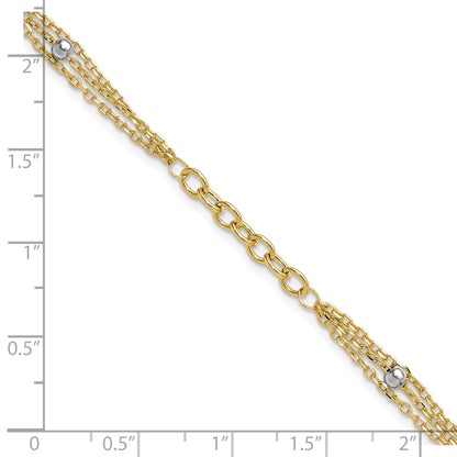 14K Yellow & Rhodium White Fancy Link W/.25In Ext. Bracelet