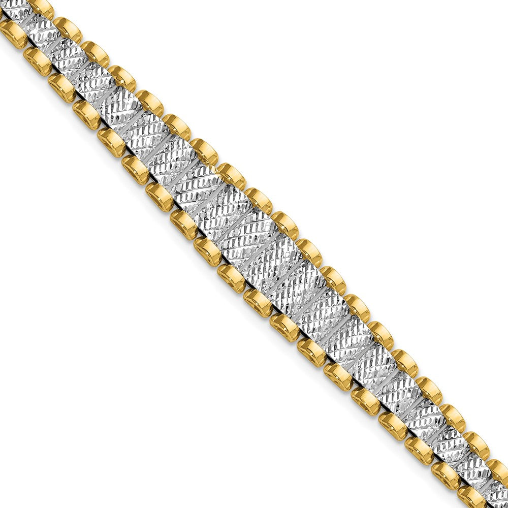 14K Two Tone Polished / Diamond Cut W/.5In Ext. Bracelet