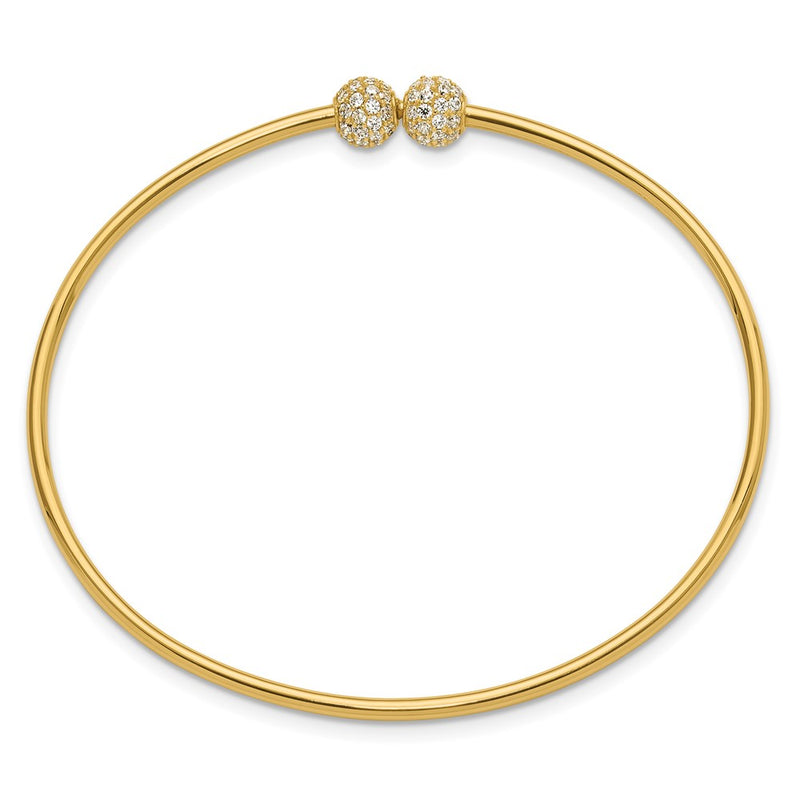 14K Yellow Gold Polished Cz Flexible Bangle