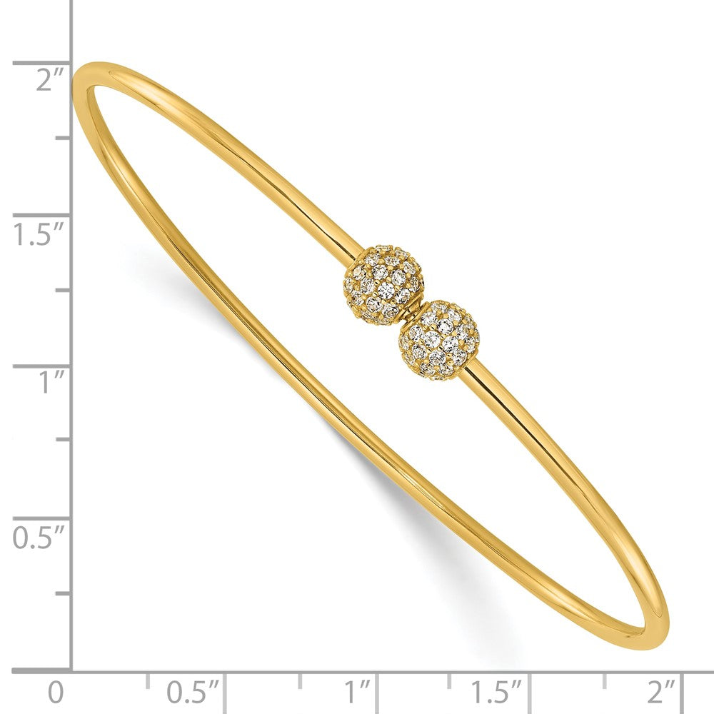 14K Yellow Gold Polished Cz Flexible Bangle