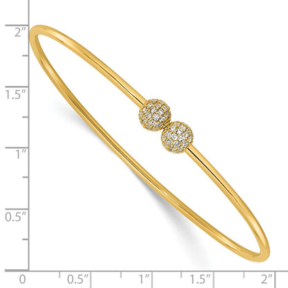 14K Yellow Gold Polished Cz Flexible Bangle