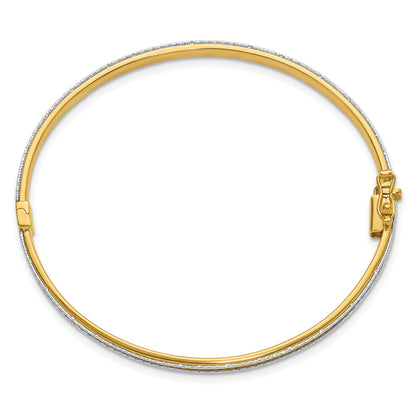 14K Two Tone Polished And D/C Hinged Bangle