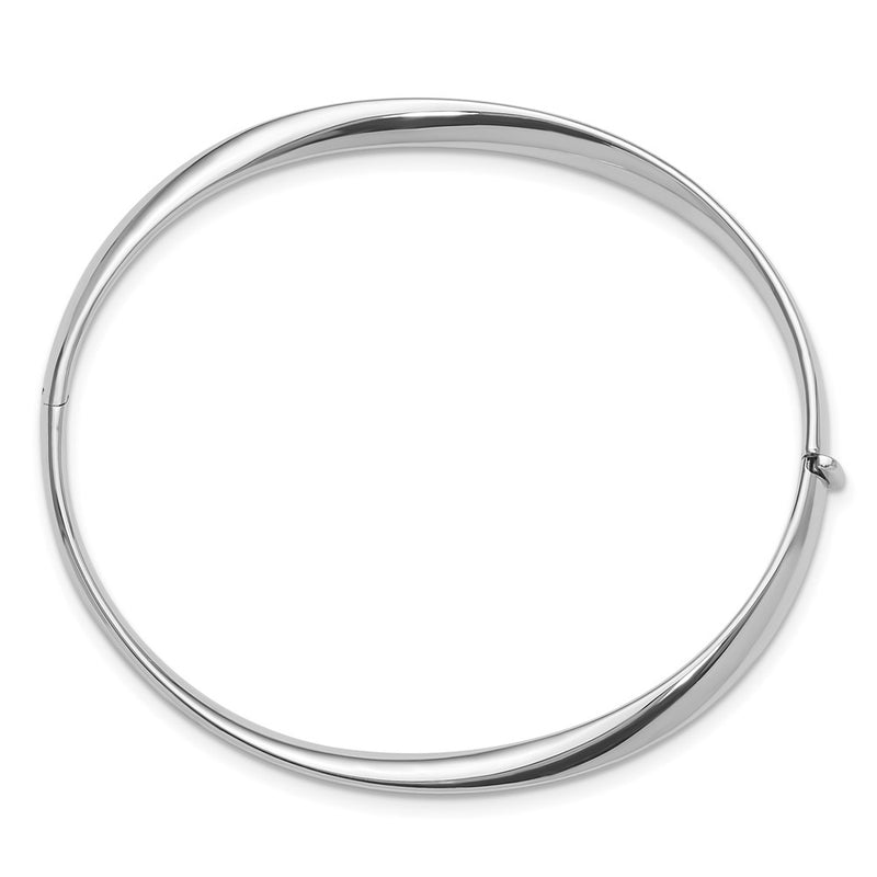14K White Gold Polished Twisted Hinged Bangle Bracelet