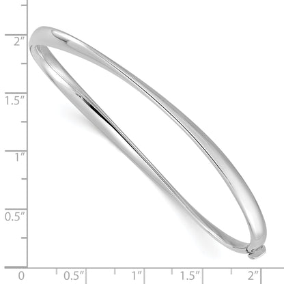 14K White Gold Polished Twisted Hinged Bangle Bracelet