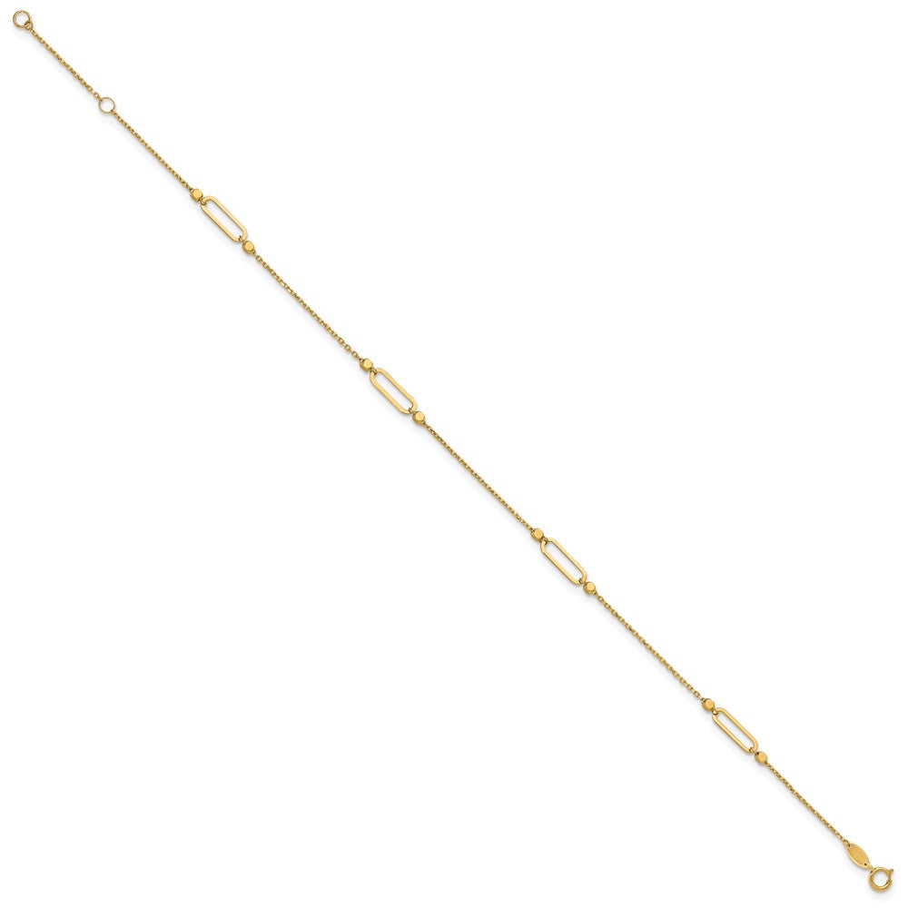14K Yellow Gold Polished and Diamond-Cut Fancy 9in Plus 1in Ext. Anklet