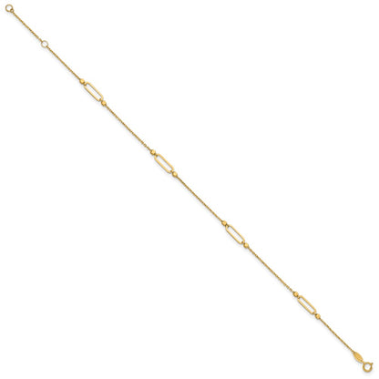 14K Yellow Gold Polished and Diamond-Cut Fancy 9in Plus 1in Ext. Anklet