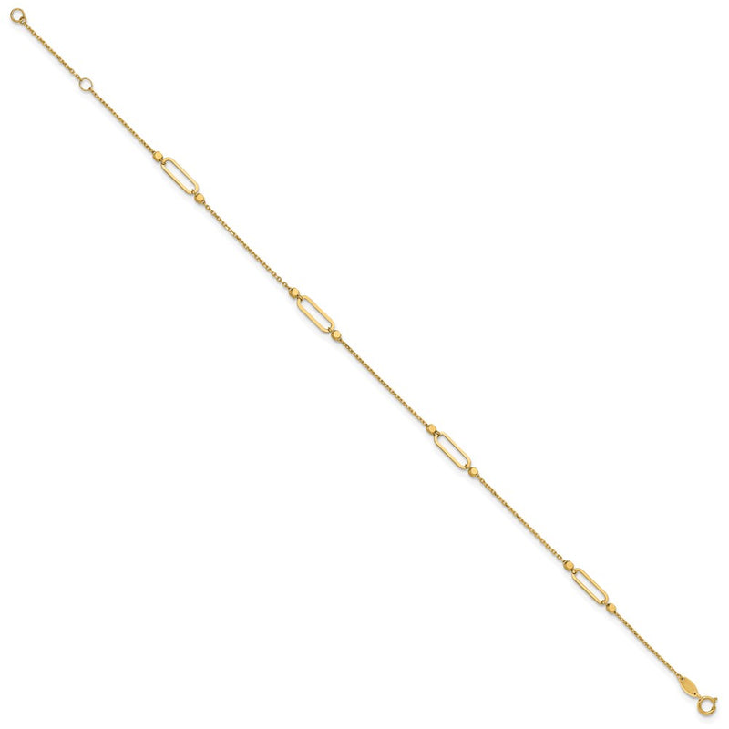 14K Yellow Gold Polished and Diamond-Cut Fancy 9in Plus 1in Ext. Anklet
