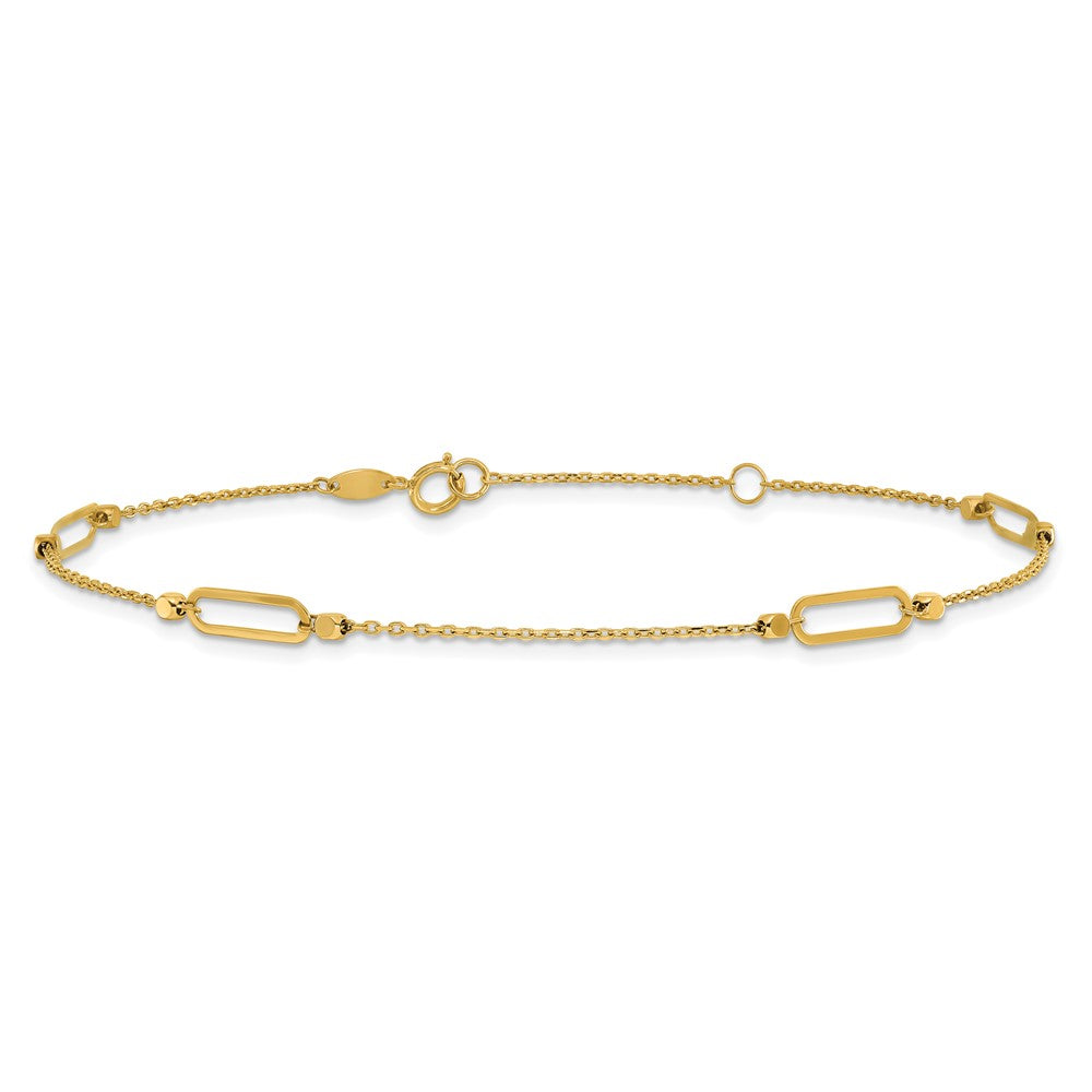 14K Yellow Gold Polished and Diamond-Cut Fancy 9in Plus 1in Ext. Anklet