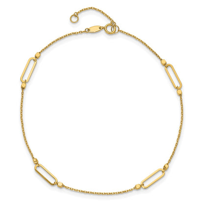 14K Yellow Gold Polished and Diamond-Cut Fancy 9in Plus 1in Ext. Anklet