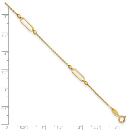 14K Yellow Gold Polished and Diamond-Cut Fancy 9in Plus 1in Ext. Anklet