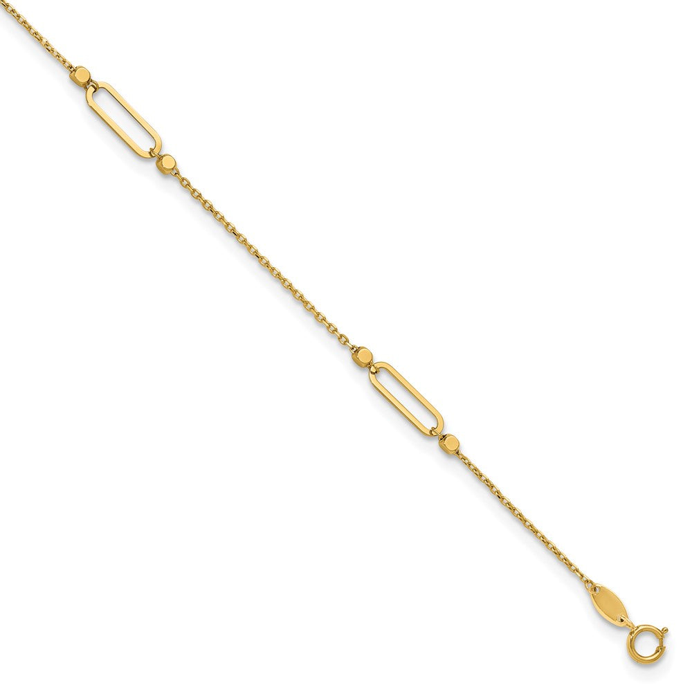 14K Yellow Gold Polished and Diamond-Cut Fancy 9in Plus 1in Ext. Anklet