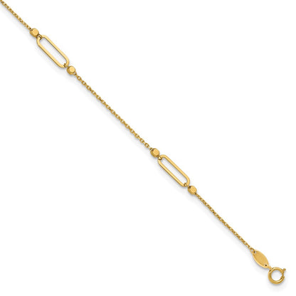 14K Yellow Gold Polished and Diamond-Cut Fancy 9in Plus 1in Ext. Anklet