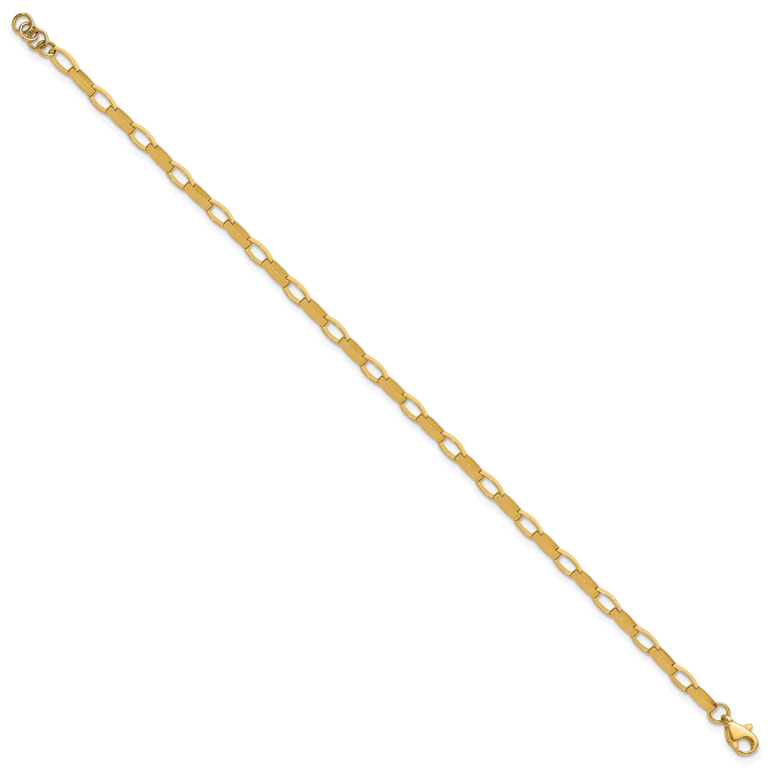 14K Yellow Gold Polished Fancy Link With .5In Ext. Bracelet