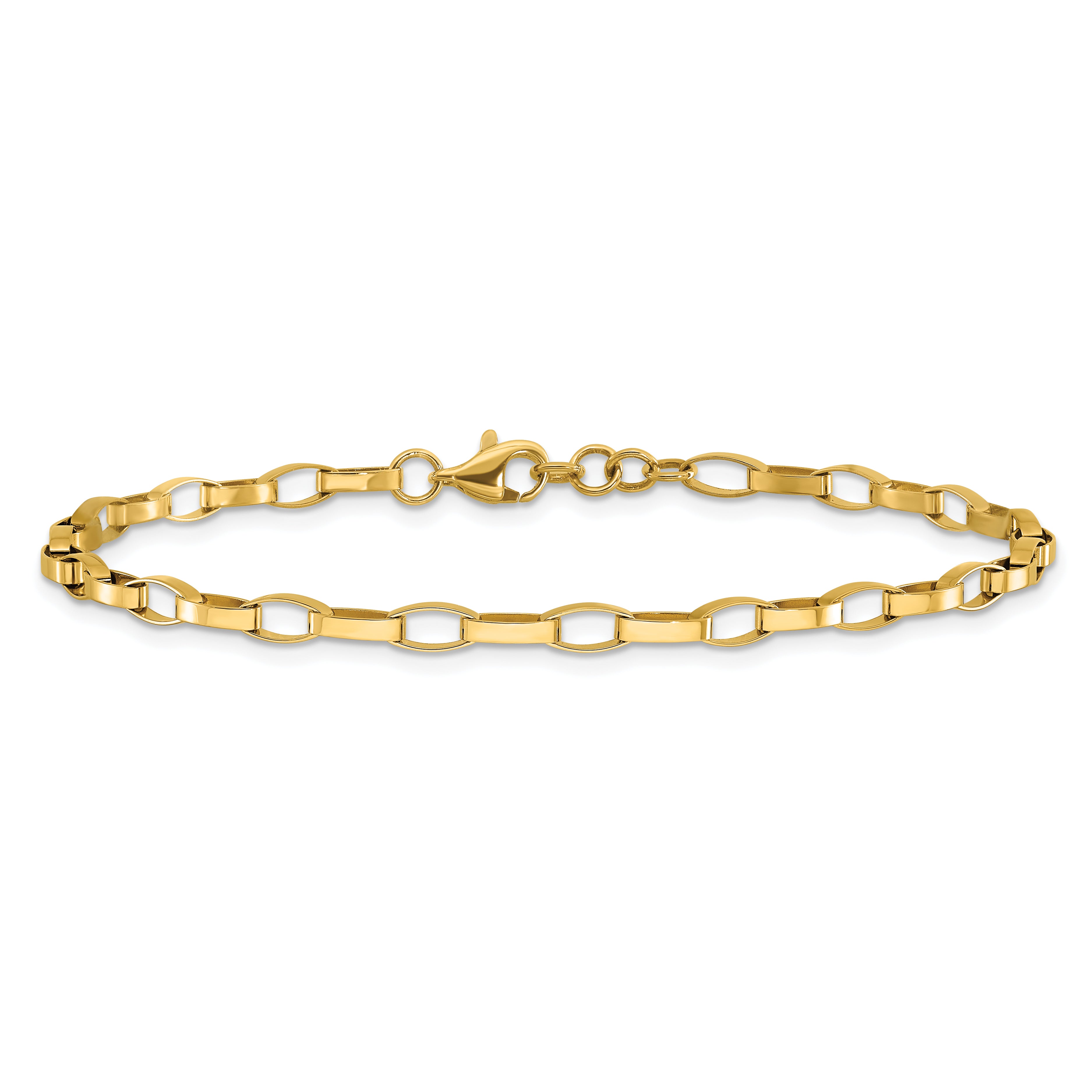 14K Yellow Gold Polished Fancy Link With .5In Ext. Bracelet