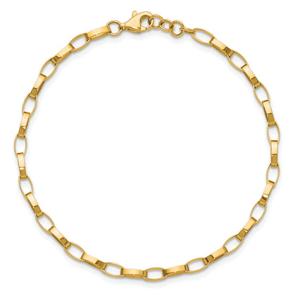 14K Yellow Gold Polished Fancy Link With .5In Ext. Bracelet