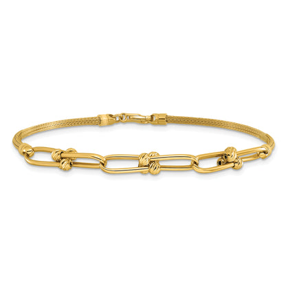 14K Yellow Gold Polished/Diamond Cut/Textured Fancy Link Bracelet