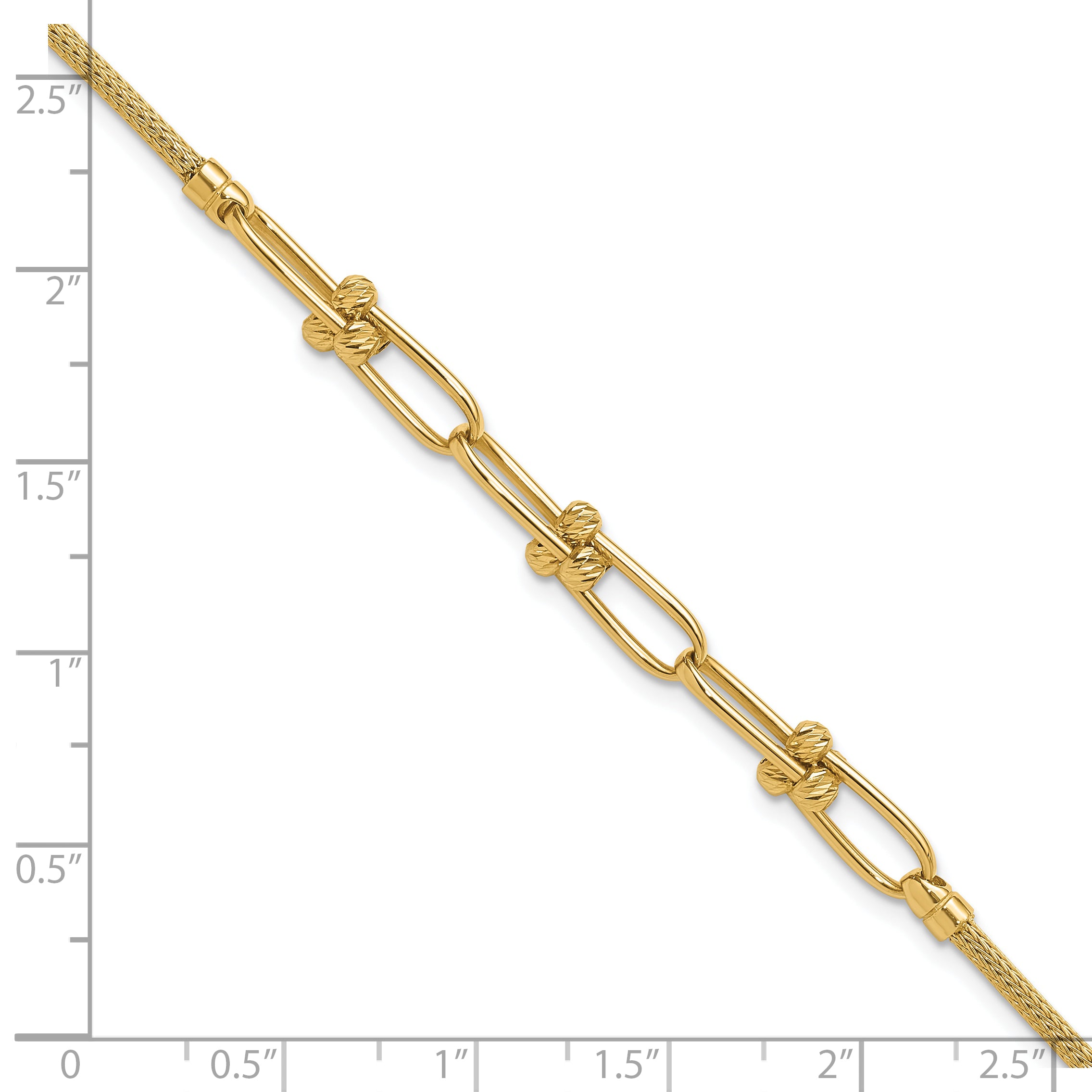 14K Yellow Gold Polished/Diamond Cut/Textured Fancy Link Bracelet