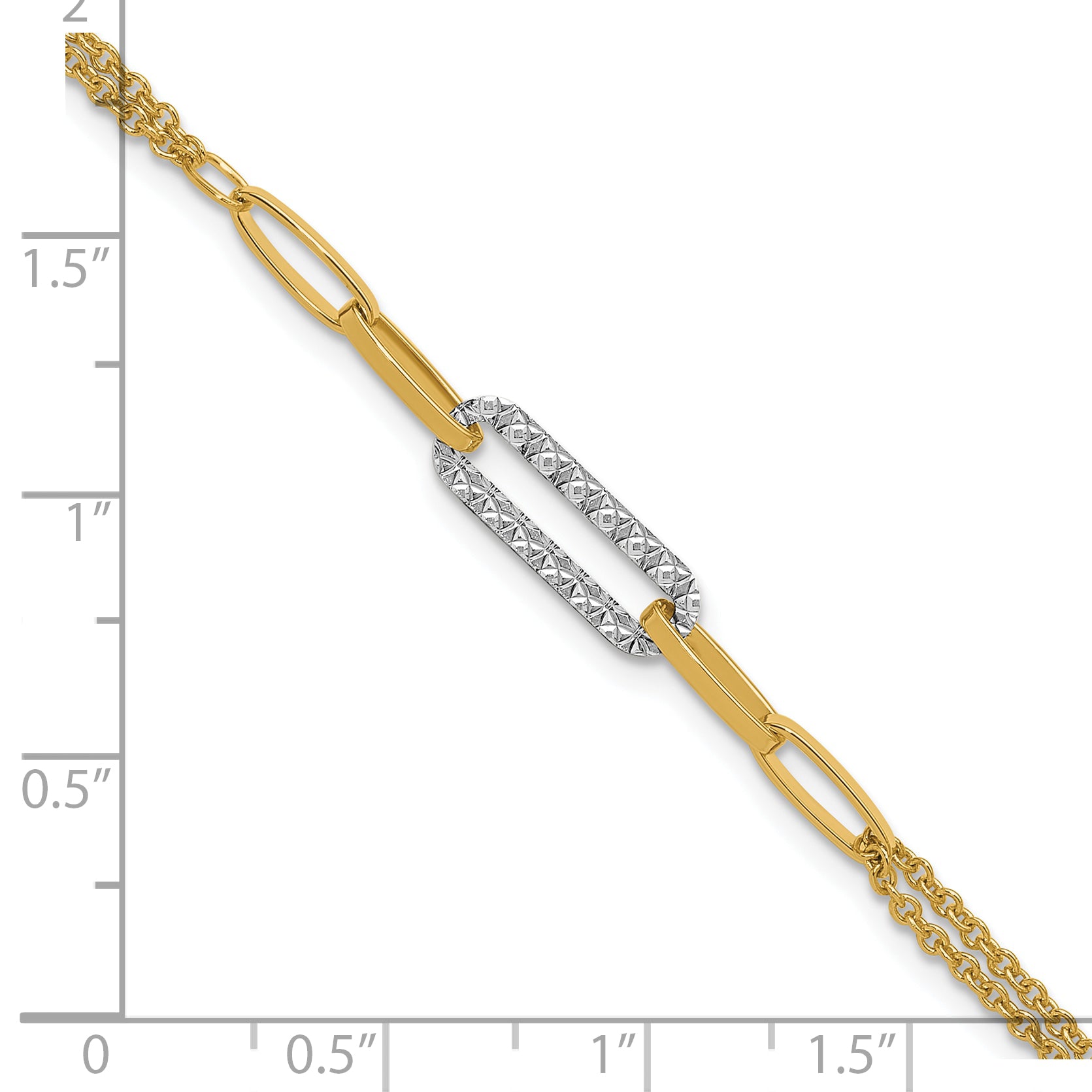 14K Two Tone Polished And Diamond Cut Fancy Link Bracelet
