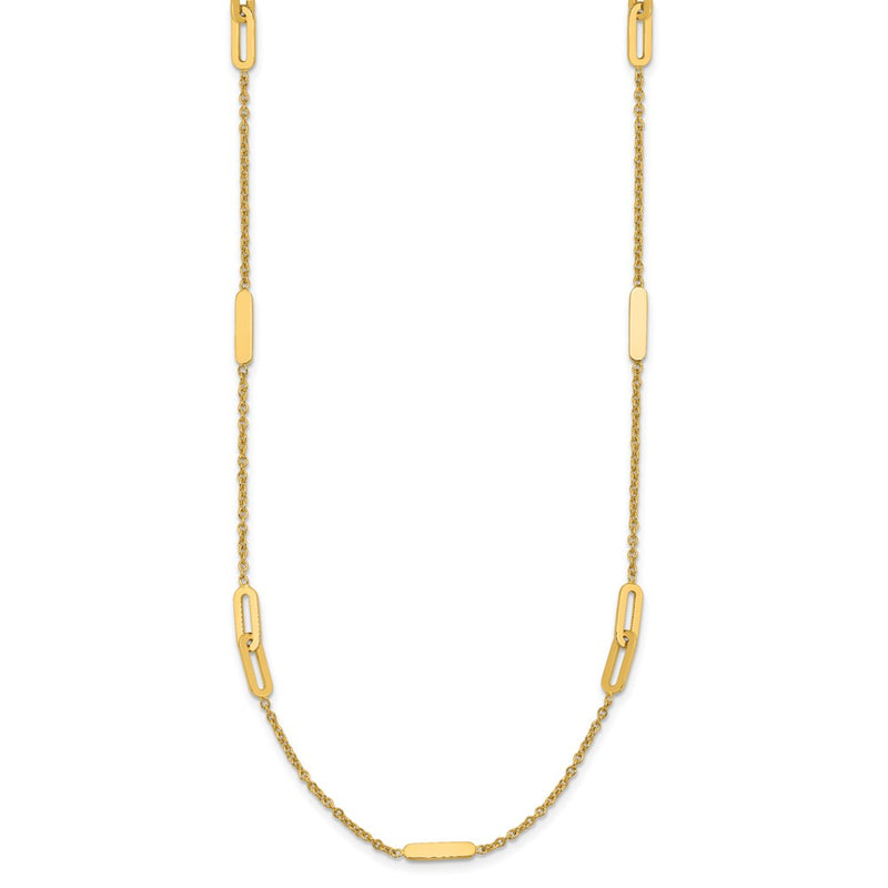 14K Yellow Gold Polished Fancy Link With 2In Ext. Necklace