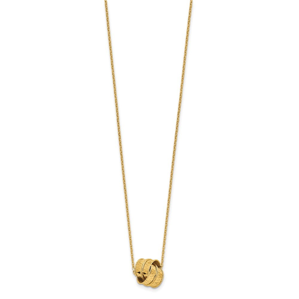 14K Yellow Gold Polished And Diamond Cut Fancy Knot With 2In Ext. Necklace