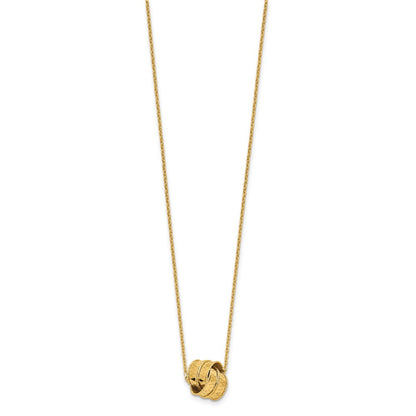 14K Yellow Gold Polished And Diamond Cut Fancy Knot With 2In Ext. Necklace