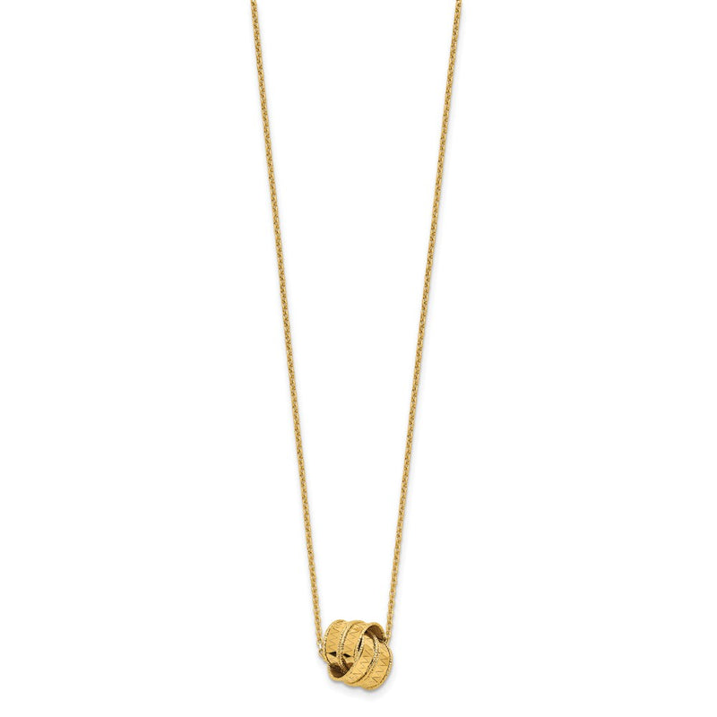 14K Yellow Gold Polished And Diamond Cut Fancy Knot With 2In Ext. Necklace