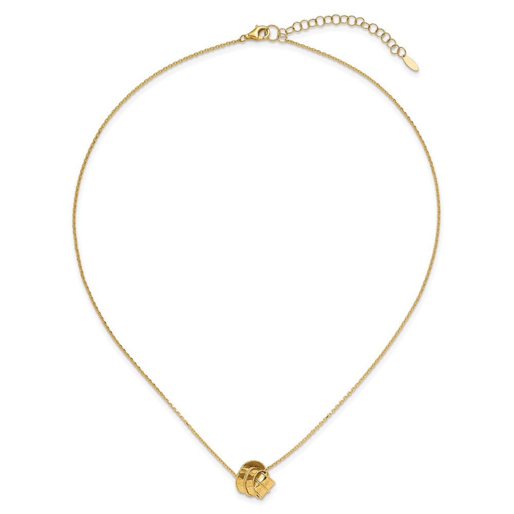 14K Yellow Gold Polished And Diamond Cut Fancy Knot With 2In Ext. Necklace