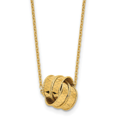 14K Yellow Gold Polished And Diamond Cut Fancy Knot With 2In Ext. Necklace