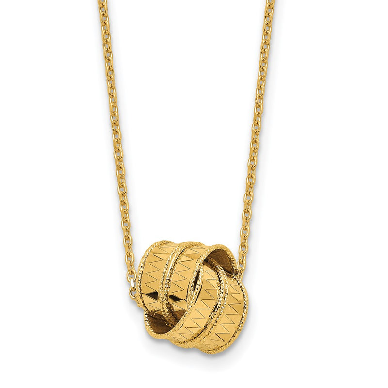 14K Yellow Gold Polished And Diamond Cut Fancy Knot With 2In Ext. Necklace