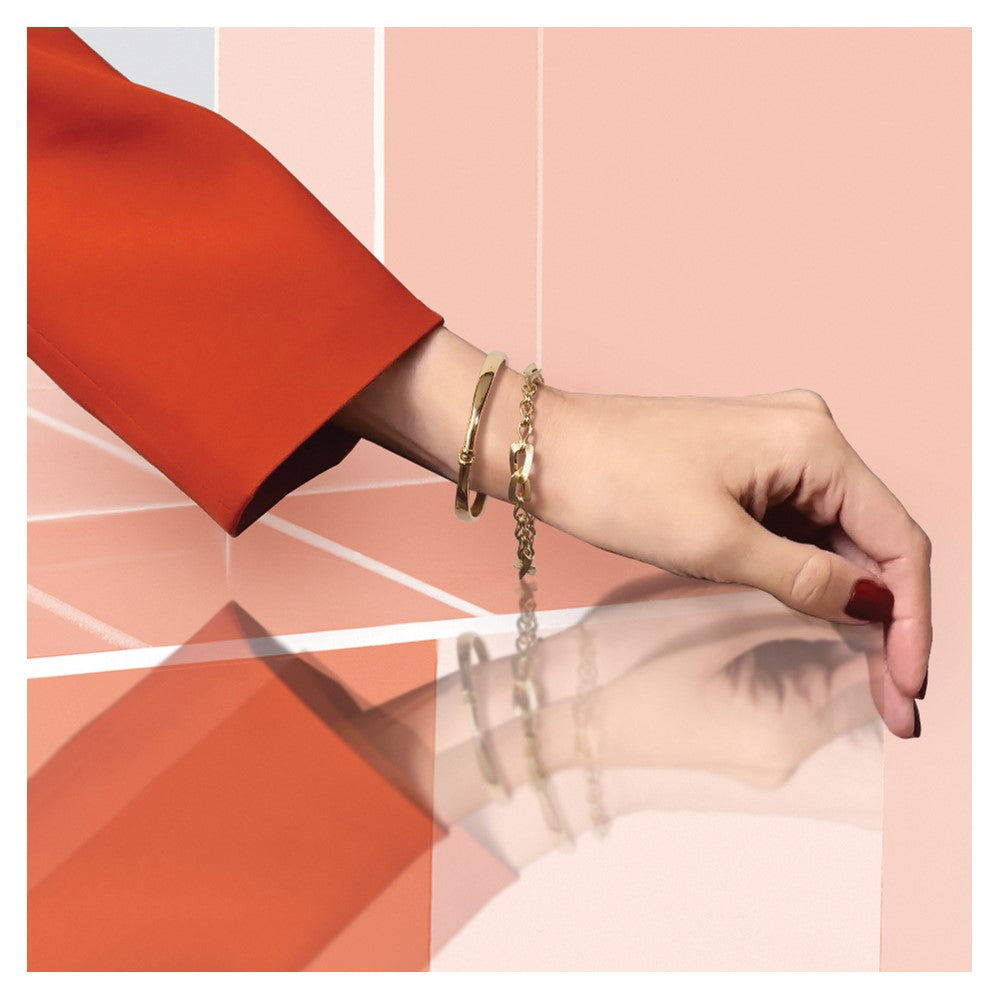 14K Yellow Gold Polished And Satin Fancy Link With 1In Ext. Bracelet