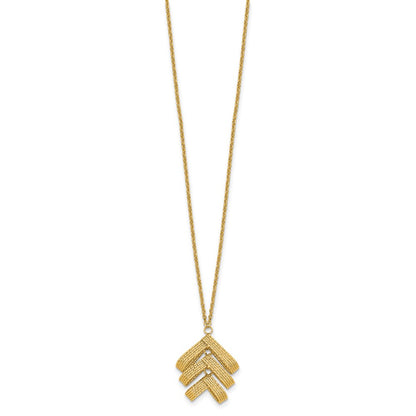 14K Yellow Gold Polished And Textured Fancy With 2In Ext. Necklace