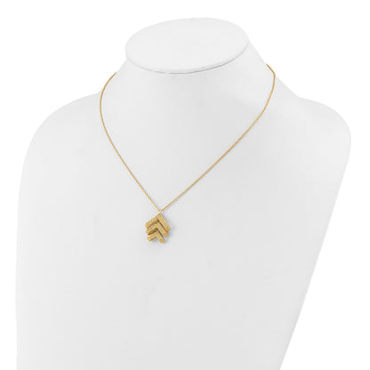 14K Yellow Gold Polished And Textured Fancy With 2In Ext. Necklace