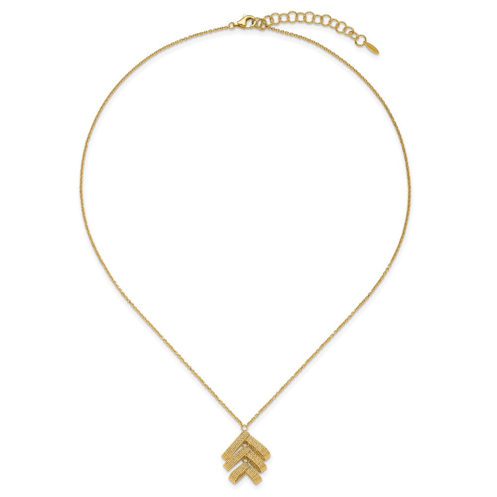 14K Yellow Gold Polished And Textured Fancy With 2In Ext. Necklace