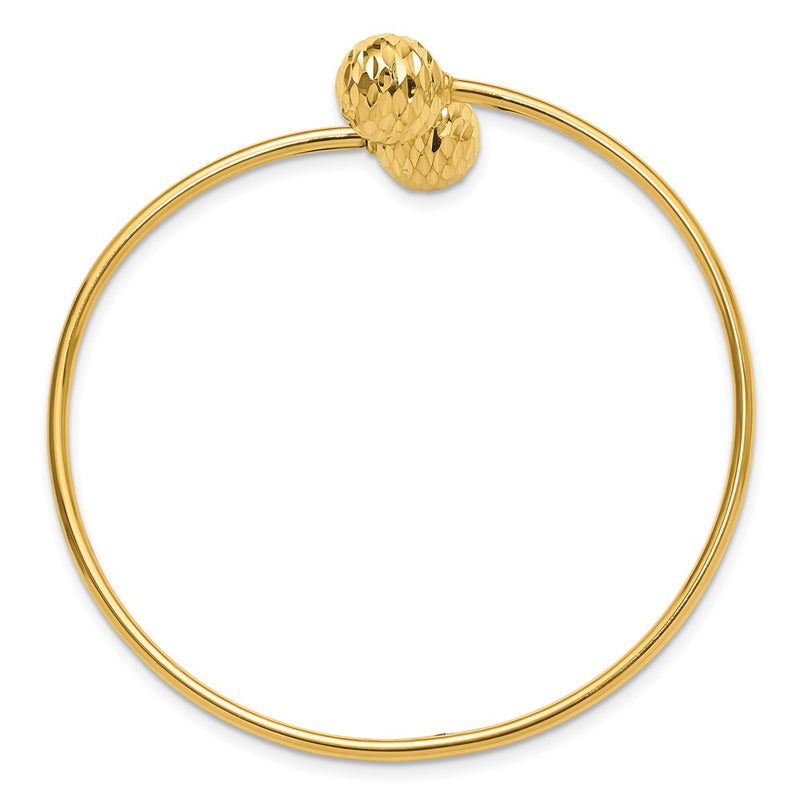 14K Yellow Gold Polished And Diamond Cut Bypass Cuff Bangle