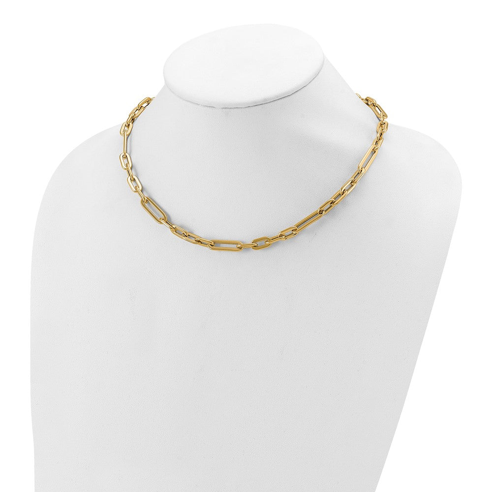 14K Yellow Gold Polished Fancy Link Toggle Clasp Necklace