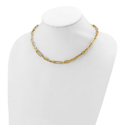 14K Yellow Gold Polished Fancy Link Toggle Clasp Necklace