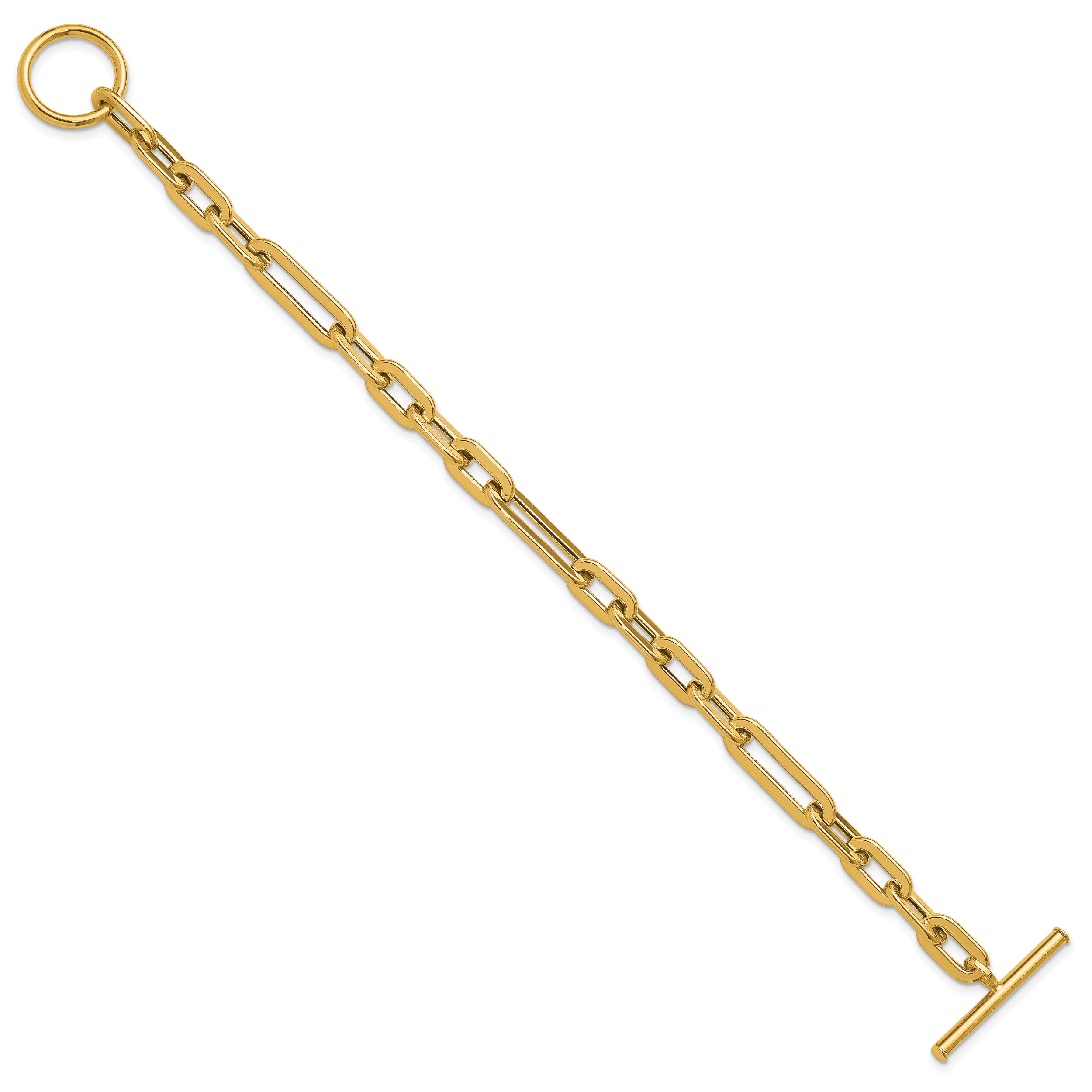 14K Yellow Gold Polished Fancy Link Toggle Clasp Bracelet