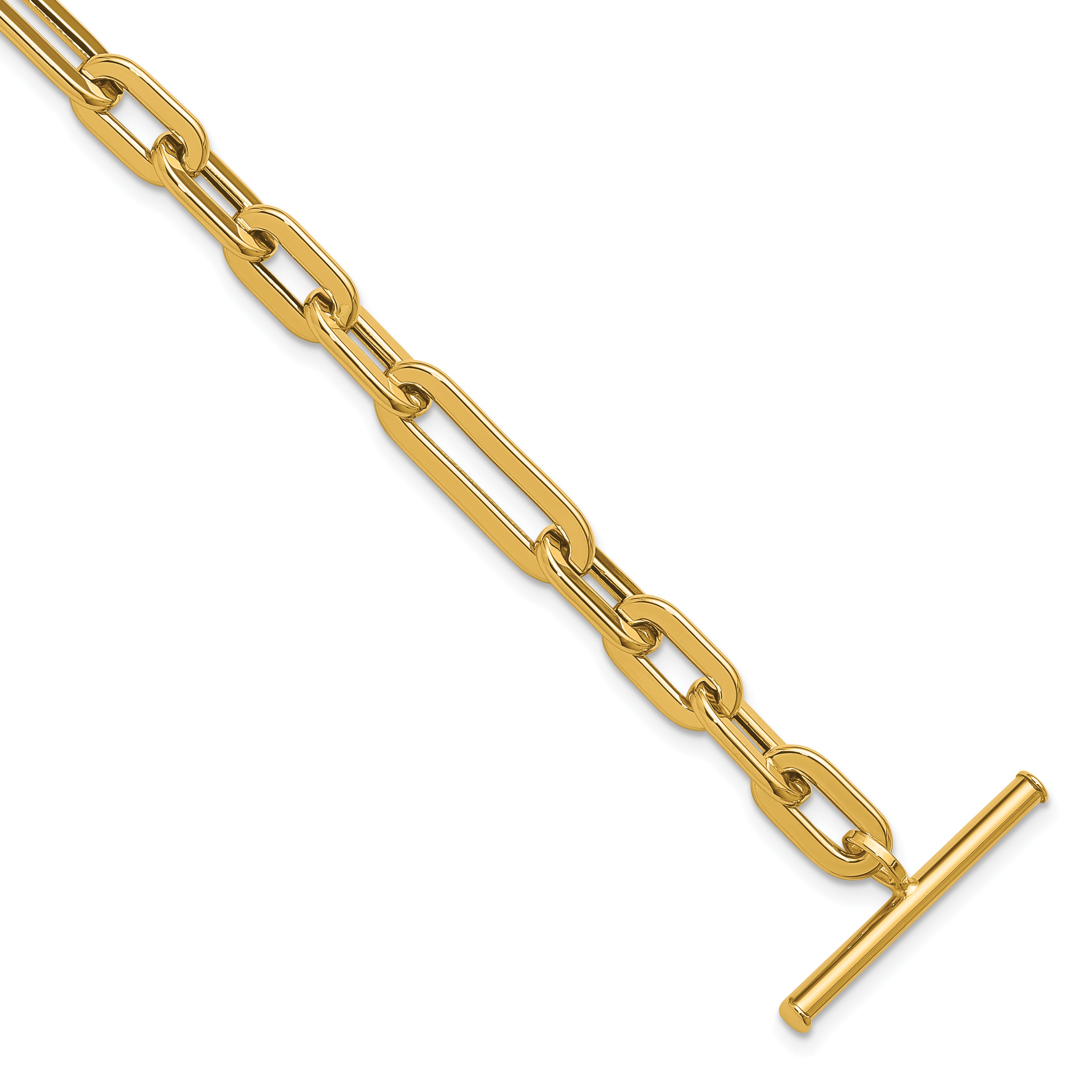 14K Yellow Gold Polished Fancy Link Toggle Clasp Bracelet