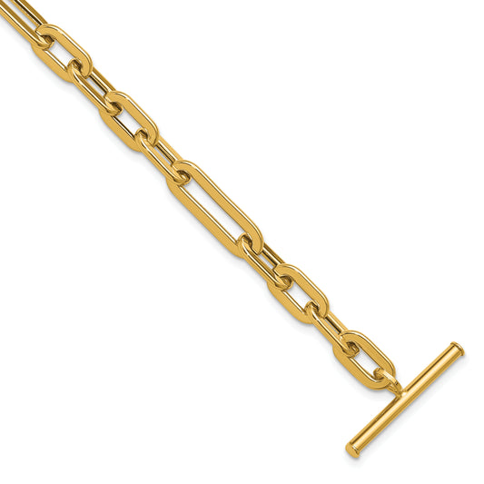 14K Yellow Gold Polished Fancy Link Toggle Clasp Bracelet