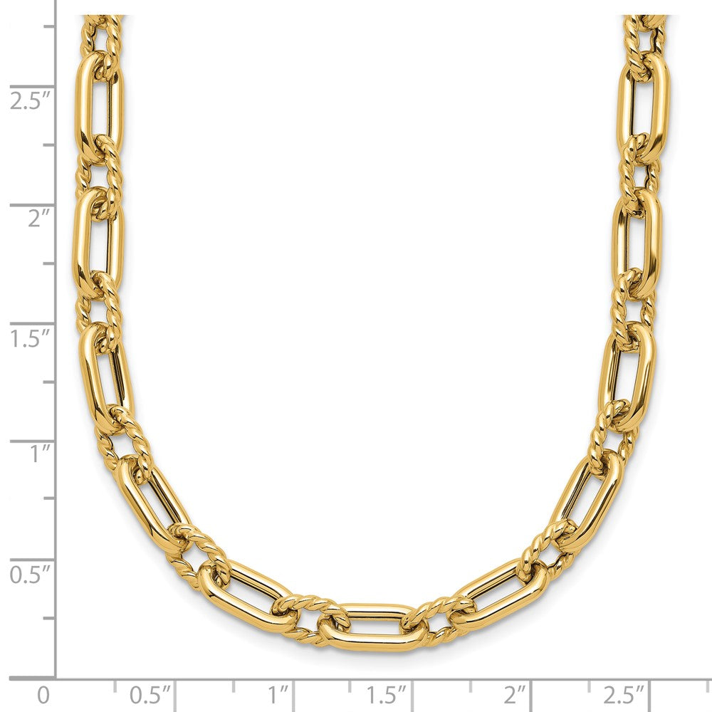 14K Yellow Gold Polished & Textured Fancy Link Necklace