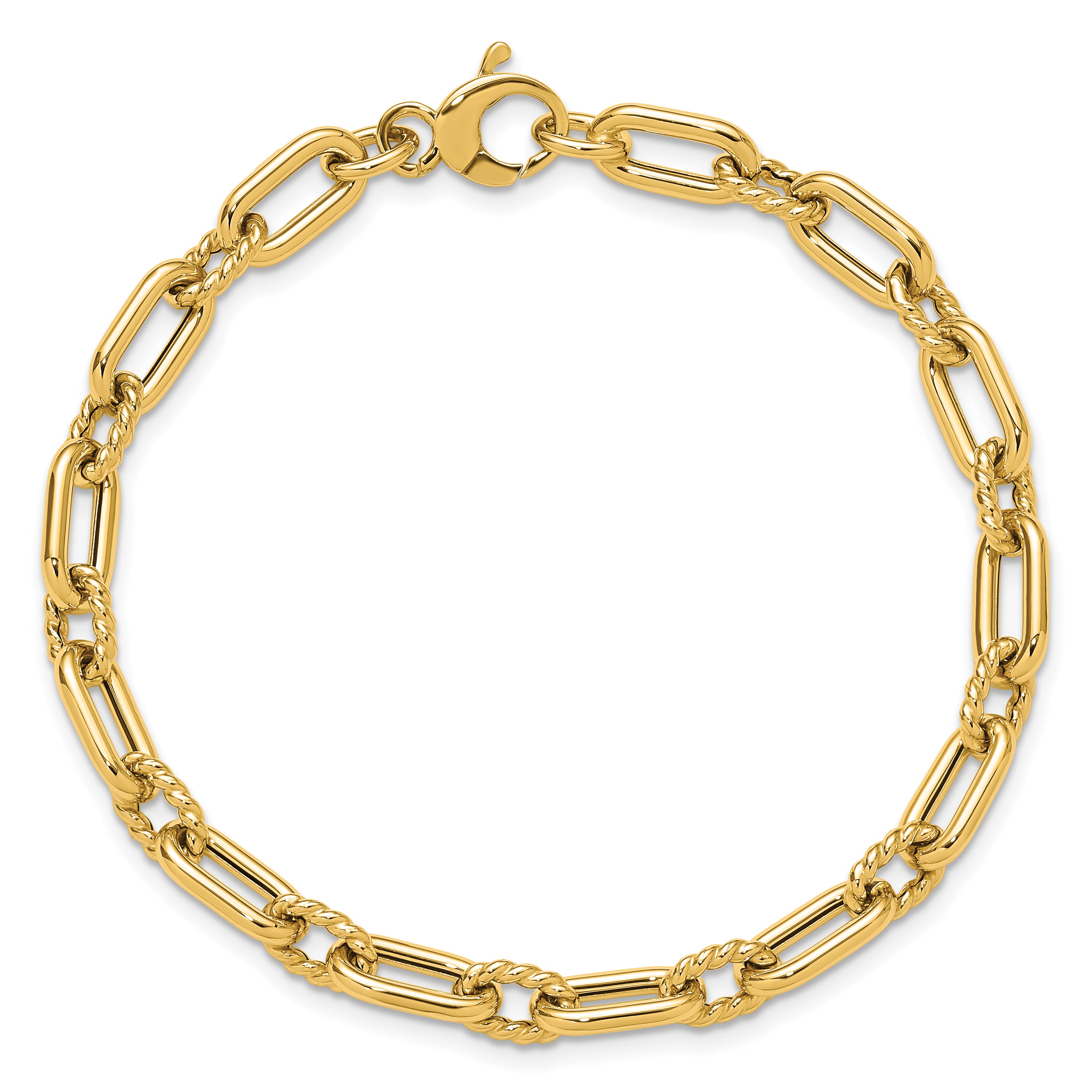 14K Yellow Gold Polished & Textured Fancy Link Bracelet
